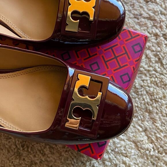 Tory Burch Gigi Burgundy Red Midi Heel Pump Size 7 - Picture 5 of 15
